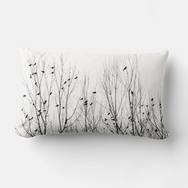 Black And White Nature Lumbar Pillow (Front)