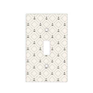 Black and White Nautical Anchor Design Light Switch Cover