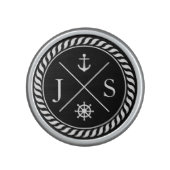 Black and White Nautical Anchor Monogram Bluetooth Speaker (Front)