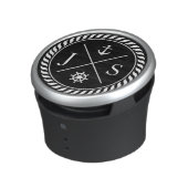 Black and White Nautical Anchor Monogram Bluetooth Speaker (Side)