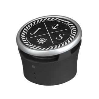 Black and White Nautical Anchor Monogram Bluetooth Speaker