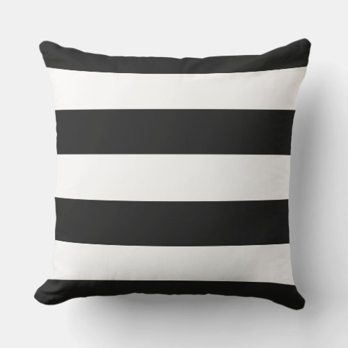 Black and White Nautical Elegant Modern Stripes Outdoor Pillow