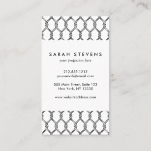 Black And White Nautical Rope Pattern Business Card