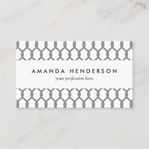 Black And White Nautical Rope Pattern Business Card
