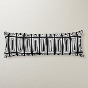 Black and White Nested Rectangles Body Pillow