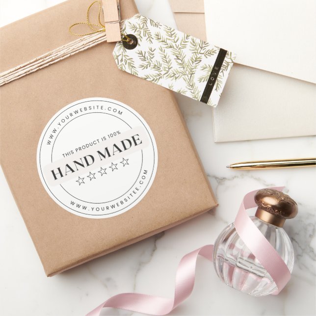 Black And White Neutral Hand Made Circle Sticker (Gifting)