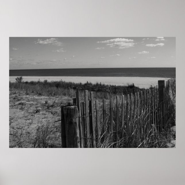 Black and White New Jersey Beach Poster (Front)