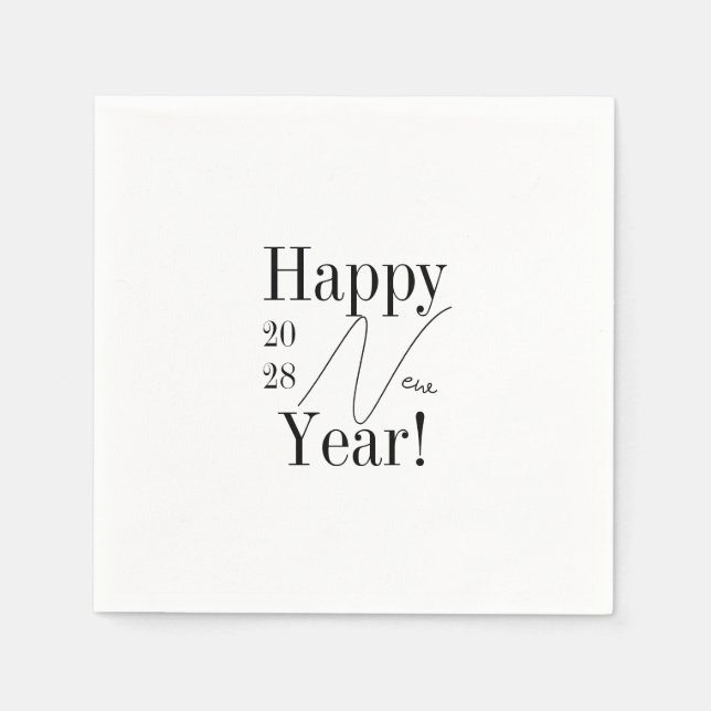 Black and White New Year's Eve Party Napkins (Front)