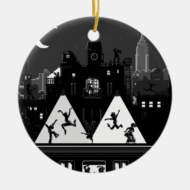 Black and White New York Boogie Nights Ornament (Front)