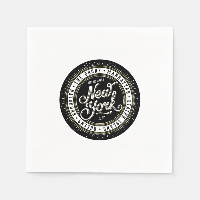 Black and White New York City Logo Napkins (Front)