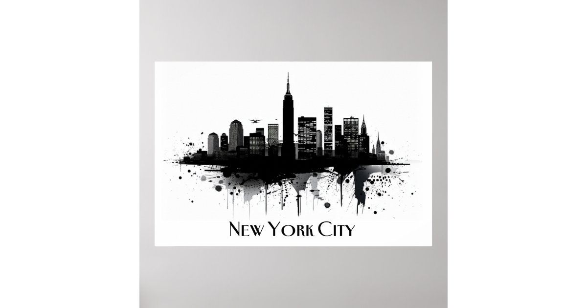 Black and White New York City Skyline Poster | Zazzle