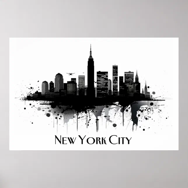 Black and White New York City Skyline Poster | Zazzle