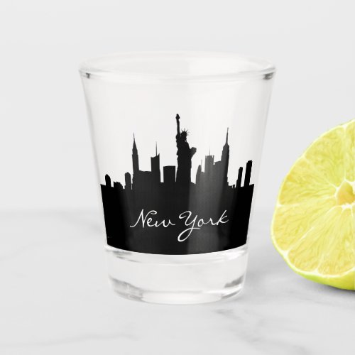 Black and White New York Skyline  Shot Glass