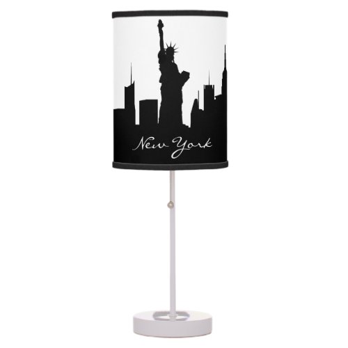 Black and White New York Skyline Table Lamp