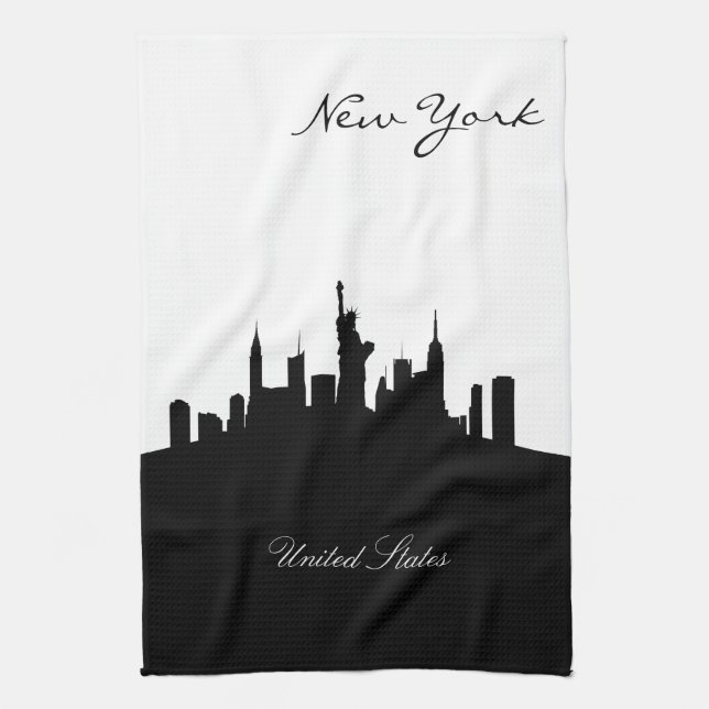 Black and White New York Skyline Towel (Vertical)