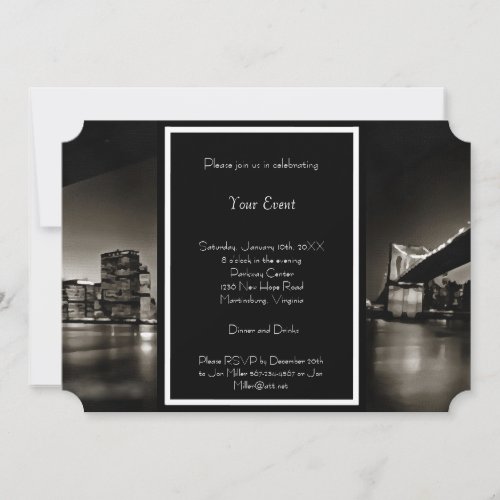 Black and White New York Ticket Party or Event Invitation