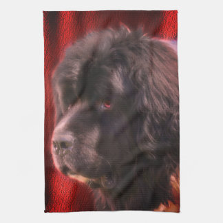 Black And White Newfoundland Dog Face Kitchen Towel