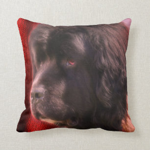 Black And White Newfoundland Dog Face Throw Pillow