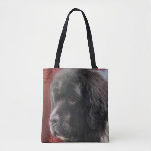 Black And White Newfoundland Dog Face  Tote Bag