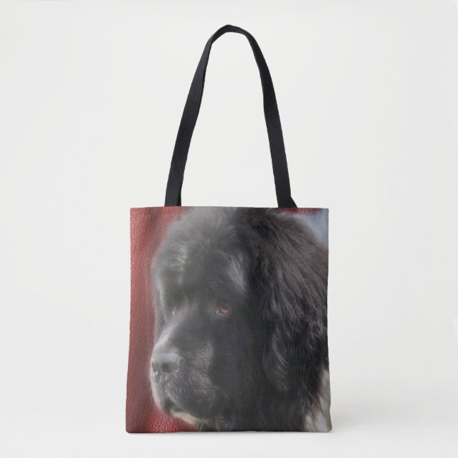 Black And White Newfoundland Dog Face  Tote Bag (Front)