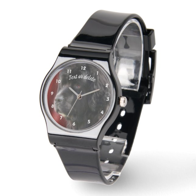 Black And White Newfoundland Dog Personalized Watch (Angle)
