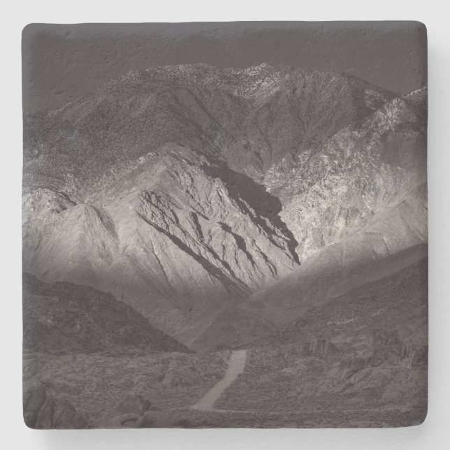 black and white night sky stone coaster (Front)