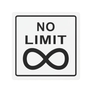 Black and White "No limit" Speed Limit Sign