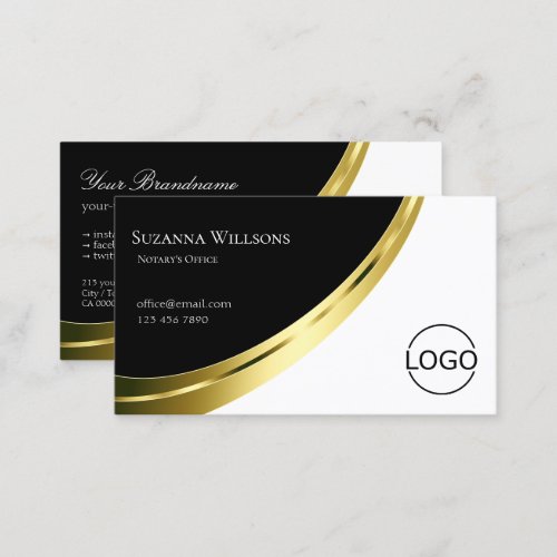 Black and White Noble Gold Decor with Logo Modern Business Card