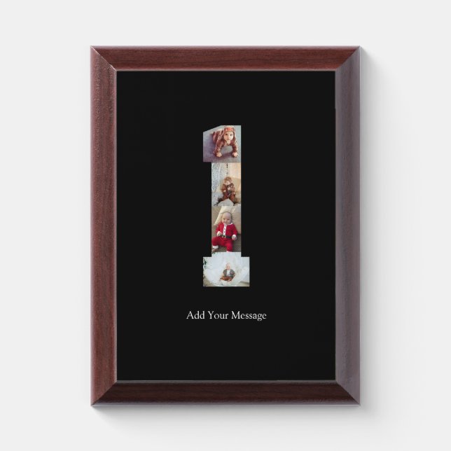 Black and White Number 1 Photo Collage Award Plaque (Vertical)