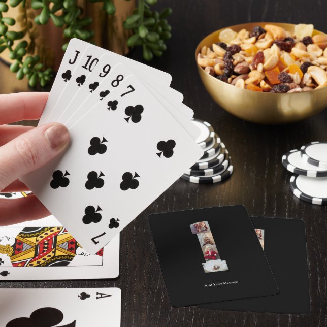 Black and White Number 1 Photo Collage Poker Cards (In Situ)