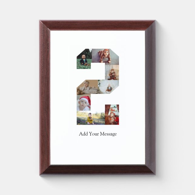 Black and White Number 2 Photo Collage Award Plaque (Vertical)