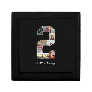 Black and White Number 2 Photo Collage Gift Box