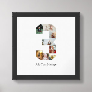 Black and White Number 3 Photo Collage Framed Art