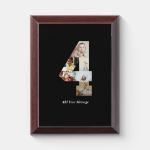 Black and White Number 4 Photo Collage Award Plaque