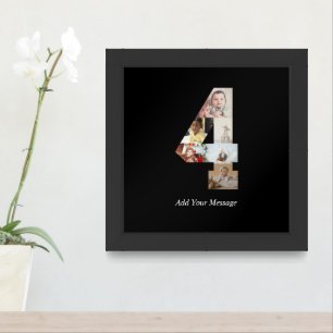 Black and White Number 4 Photo Collage Framed Art