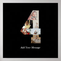 Black and White Number 4 Photo Collage