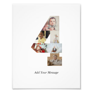 Black and White Number 4 Photo Collage Print