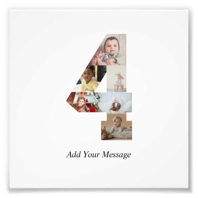 Black and White Number 4 Photo Collage Print (Front)