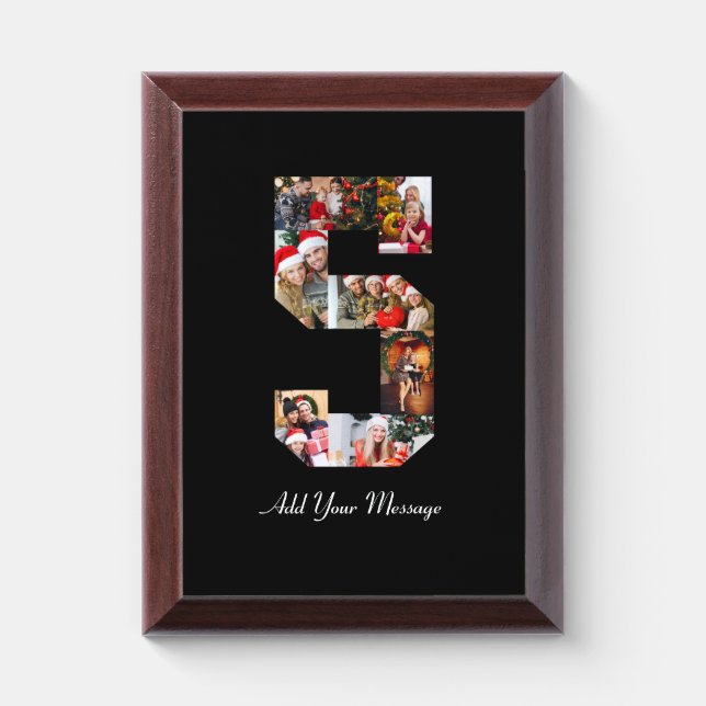 Black and White Number 5 Photo Collage Award Plaque (Vertical)