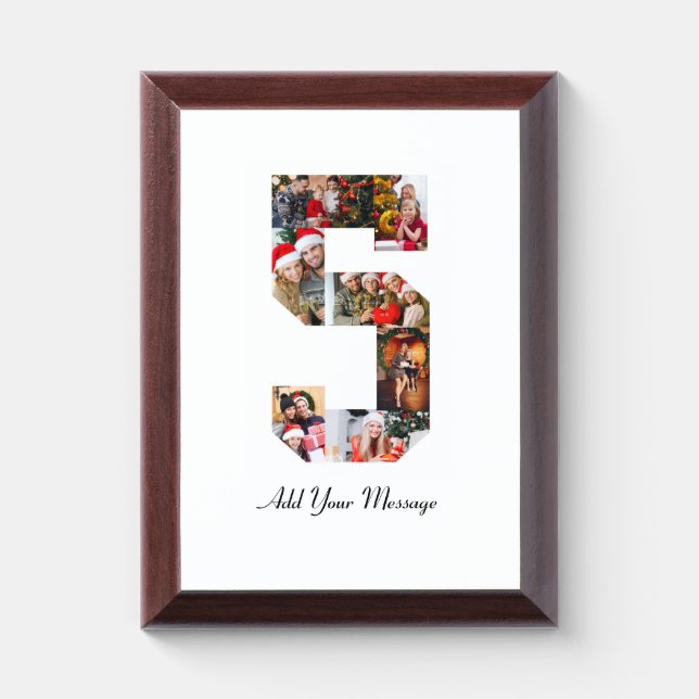 Black and White Number 5 Photo Collage Award Plaque (Vertical)