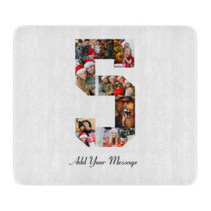 Black and White Number 5 Photo Collage Cutting Board