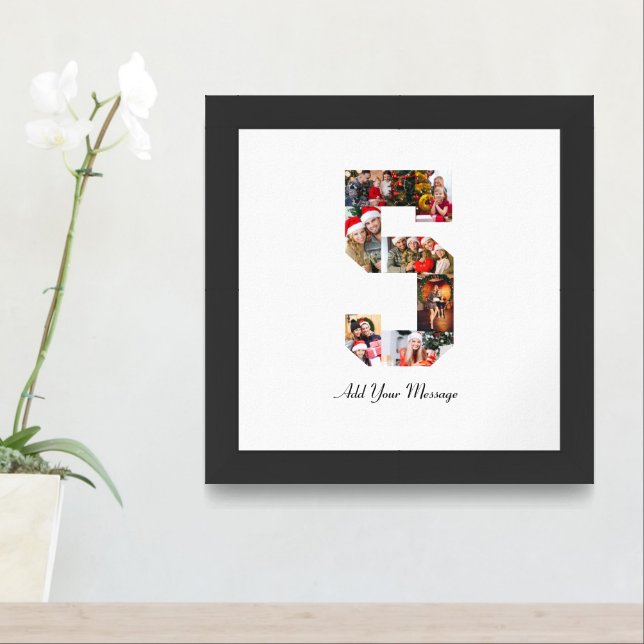 Black and White Number 5 Photo Collage Framed Art (Entryway)
