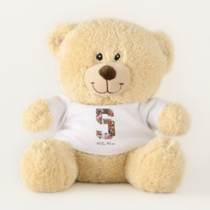 Black and White Number 5 Photo Collage Teddy Bear