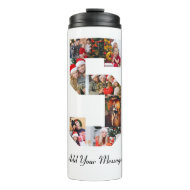 Black and White Number 5 Photo Collage Thermal Tumbler