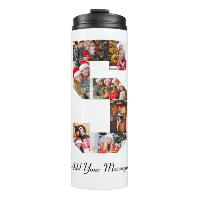 Black and White Number 5 Photo Collage Thermal Tumbler (Front)