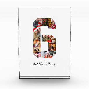 Black and White Number 6 Photo Collage Acrylic Award