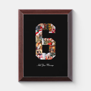 Black and White Number 6 Photo Collage Award Plaque
