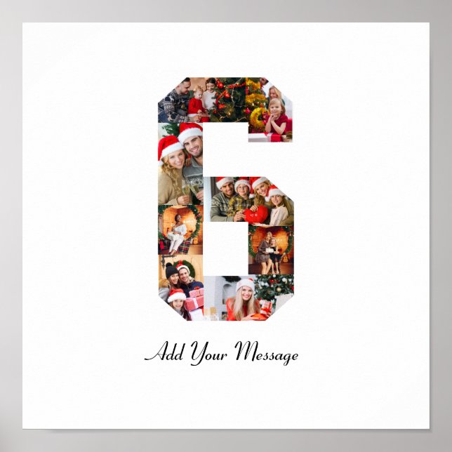 Black and White Number 6 Photo Collage Poster (Front)