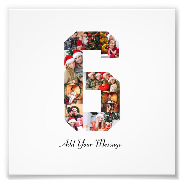 Black and White Number 6 Photo Collage Print (Front)