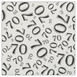 Black and White Number 70 Typography Pattern Fabric